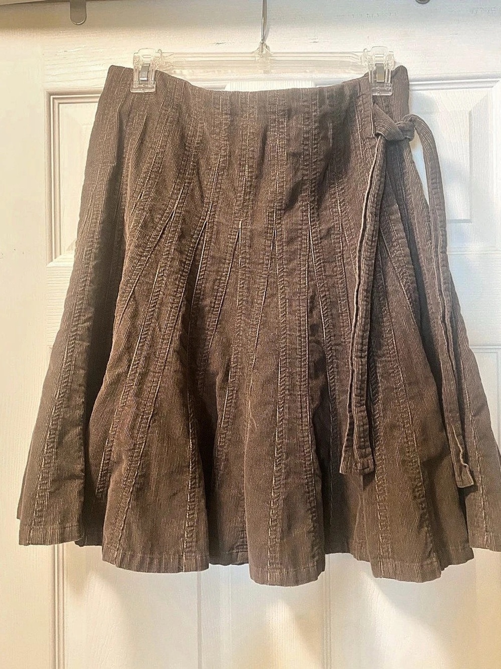 Boston Proper Cotton A-Line Wrap Skirt in Brown Size 8